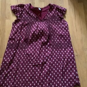 Old Navy Burgundy Dress with White Pattern